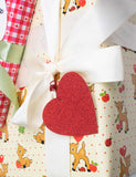 Red Glitter Heart Hangtag - Set of 10