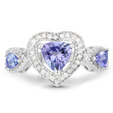 1.09 Carat Genuine Tanzanite and White Diamond .925 Sterling Silver Ring