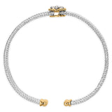 18K Yellow Gold Plated .925 Sterling Silver Diamond Accent Dragonfly Medallion Bangle Bracelet (I-J Color, SI1-SI2 Clarity) - 7.75 Inches