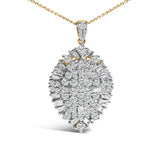 14K White and Yellow Gold 2.00 Cttw Diamond Cluster Pear Shaped Pendant Necklace (G-H Color, SI2-I1 Clarity) -20" Inches