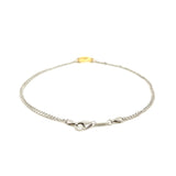 14k Yellow Gold and Sterling Silver Anklet with a Single Open Heart Station