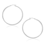 14k White Gold Polished Hoop Earrings (1.5x30mm)