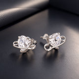 925 Sterling Silver White Gold Plated CZ Pavé 1.0x1.7cm Earrings for Women