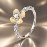 925 Sterling Silver White Gold Plated Nacre Synthetic Pearl CZ Size 6 Ring for Women