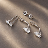 925 Sterling Silver White Gold Plated Moissanite 1.7 x 0.4 cm Earrings for Women