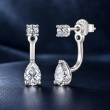925 Sterling Silver White Gold Plated Moissanite 1.7 x 0.4 cm Earrings for Women