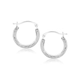 10k White Gold Fancy Hoop Earrings