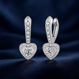 925 Sterling Silver White Gold Plated Moissanite Pavé CZ 2.2x0.9cm Earrings for Women