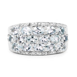 2.44 Carat Genuine Aquamarine & White Topaz .925 Sterling Silver Ring