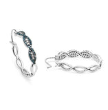0.52 Carat Genuine Blue Diamond & White Diamond .925 Sterling Silver Earrings