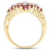 2.13 Carat Genuine Ruby and White Topaz .925 Sterling Silver Ring
