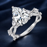 925 Sterling Silver White Gold Plated 3ct Moissanite Size 6 Ring for Women