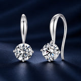 925 Sterling Silver White Gold Plated 0.5ct Moissanite 1.4x0.6cm Earrings for Women