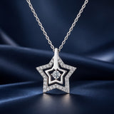 925 Sterling Silver White Gold Plated Moissanite 40+5cm Necklace for Women