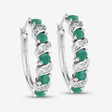 1.08 Carat Genuine Emerald and White Topaz .925 Sterling Silver Earrings
