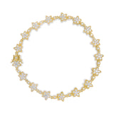 14K White Gold 1 1/5 Cttw Round Diamond Flower Blossom Link Bracelet (H-I Color, SI1-SI2 Clarity) - Size 7"