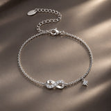 925 Sterling Silver White Gold Plated Moissanite 15+6cm Bracelet for Women