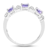 1.40 Carat Genuine Tanzanite and White Topaz .925 Sterling Silver Ring