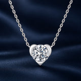 925 Sterling Silver White Gold Plated 1ct Moissanite 40+5cm Necklace for Women