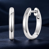 925 Sterling Silver White Gold Plated 1.4 x 0.2 cm Hoop Earrings for Women