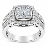 10K White Gold Diamond Cluster Ring (1 Cttw, H-I Color, I1-I2 Clarity) - Size 6-3/4
