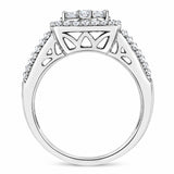 10K White Gold Diamond Cluster Ring (1 Cttw, H-I Color, I1-I2 Clarity) - Size 6-3/4