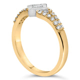 10K Two Tone Color 1/2 Cttw Diamond Kite and Split Shank Ring (H-I Color,SI2-I1 Clarity)