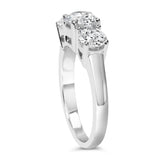 14K White Gold 2.00 Cttw Lab Grown Diamond 3 Stone Ring Band (F-G Color, VS1-VS2 Clarity) - Ring Size 7