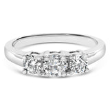 14K White Gold  3/4 Cttw Lab Grown Diamond 3 Stone Ring Band (F-G Color, VS2-SI1 Clarity)- Size 7