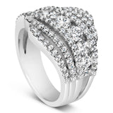 .925 Sterling Silver 2.00 Cttw Lab Grown Diamond Cluster Band Ring