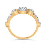 10K Yellow Gold Plated Silver 1.0 Cttw Round Lab Grown Diamond Bezel Station Ring