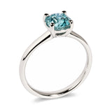 IGI Certified 14K White Gold 1.0 Cttw Round Lab-Grown Blue Fancy Vivid Diamond Solitaire Ring