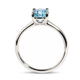 IGI Certified 14K White Gold 1.0 Cttw Round Lab-Grown Blue Fancy Vivid Diamond Solitaire Ring