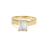 IGI Certified 14K Yellow Gold 2 Cttw Emerald-Cut Lab-Grown Diamond Wide Band Engagement Ring