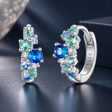 925 Sterling Silver White Gold Plated Transparent Glass CZ Synthetic Spinel 3ct Moissanite Earrings for Women