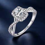 925 Sterling Silver White Gold Plated 1ct Moissanite Size 6 Ring for Women