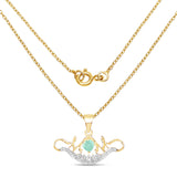 14K Yellow Gold Plated 0.62 Carat Genuine Emerald and White Topaz .925 Sterling Silver Pendant