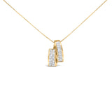 14K Yellow Gold 1 5/8 Cttw Princess and Baguette Diamond Duo Bar Pendant Necklace (G-H Color, VS2-SI1 Clarity) - 18"