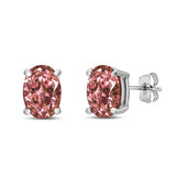 14K White Gold 1.0 Cttw Lab Grown Pink Oval 4 Prong Set Classic Diamond Solitaire Stud Earrings (Pink Color, VS2-SI1 Clarity)