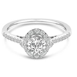 14K White Gold 1.00 Cttw Lab-Grown Diamond Oval Shaped Halo Engagement Ring (F-G Color, VS1-VS2 Clarity) - Ring Size 7