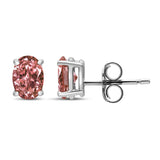 14K White Gold 1.0 Cttw Lab Grown Pink Oval 4 Prong Set Classic Diamond Solitaire Stud Earrings (Pink Color, VS2-SI1 Clarity)