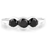 1.22 Carat Genuine Black Diamond .925 Sterling Silver Ring