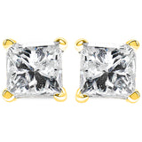 IGI Certified 14K Yellow Gold 1/4 Cttw Princess-Cut Diamond Solitaire Stud Earrings