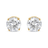 AGS Certified 14K Yellow Gold 1/2 Cttw 4 Prong Set Brilliant Round-Cut Solitaire Diamond Push Back Stud Earrings (O-P, Color, SI2-I1 Clarity)