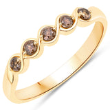 0.19 Carat Genuine Champagne Diamond 14K Yellow Gold Ring (I1-I2)