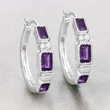2.18 Carat Genuine Amethyst and White Topaz .925 Sterling Silver Earrings