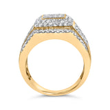 10K Yellow Gold 2-1/2 Cttw Diamond Pave Geometric Cocktail Ring