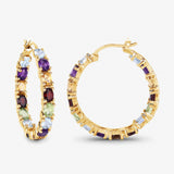 5.44 Carat Genuine Multi Stones .925 Sterling Silver Earrings