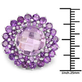 8.02 Carat Genuine Amethyst .925 Sterling Silver Ring