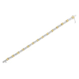 Two-Tone 10K Yellow Gold over .925 Sterling Silver 1.0 Cttw Diamond Channel Set Tapered & X-Link 7" Tennis Bracelet (H-I Color, I2-I3 Clarity)
